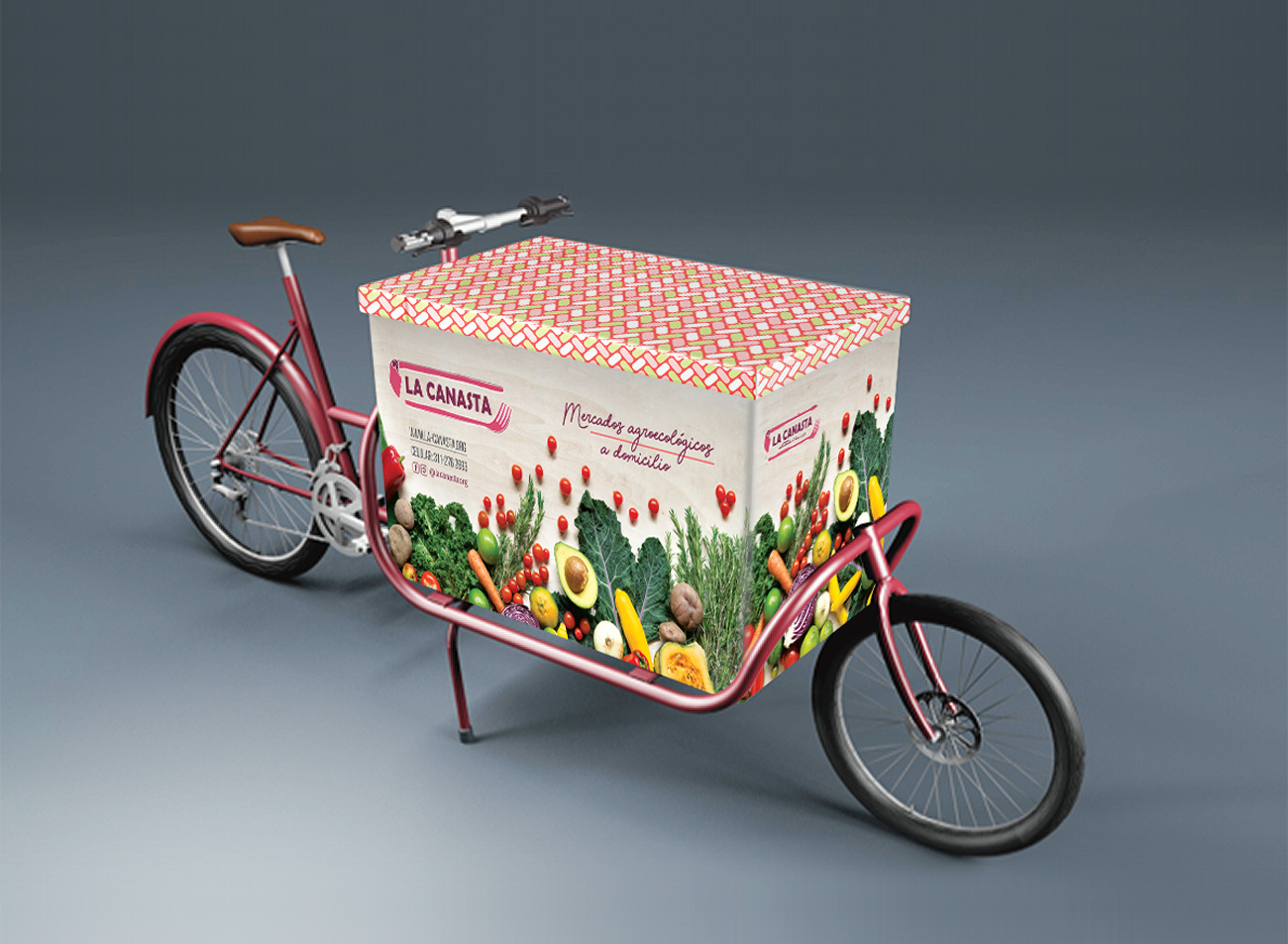 Diseño gráfico para cajón bicicleta repartidora - La Canasta