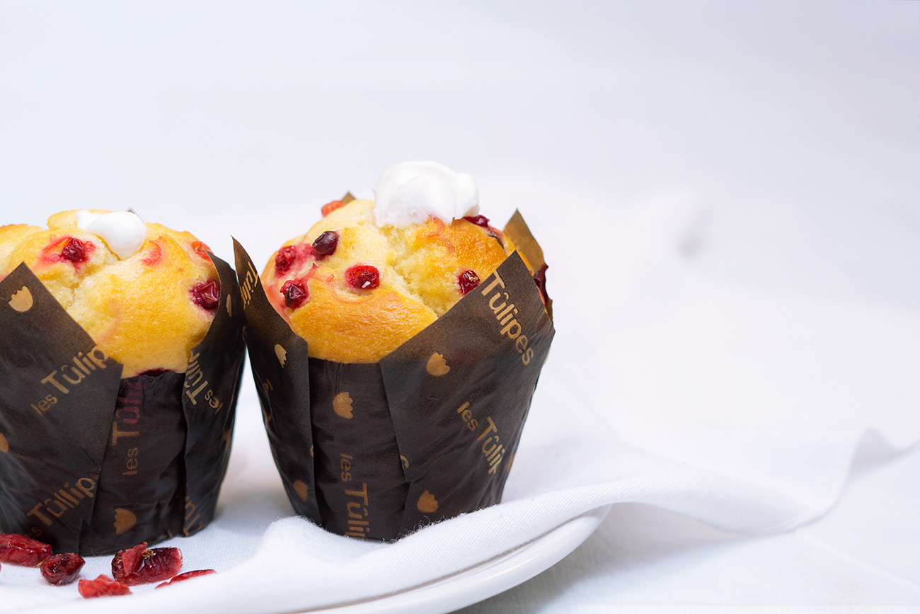 Fotografía de muffin de yogurt y arándanos