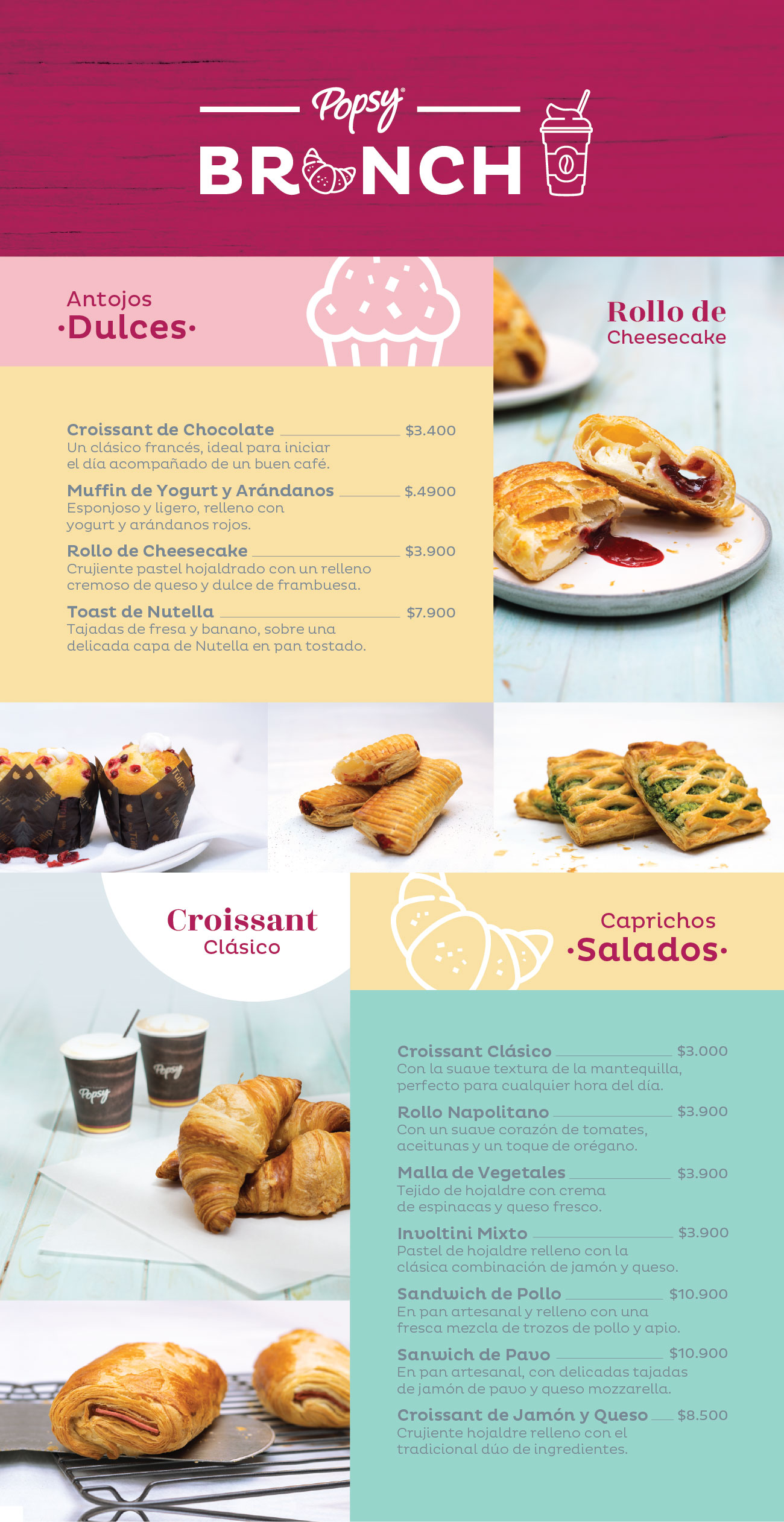 Diseño Gráfico para Menú Popsy Brunch